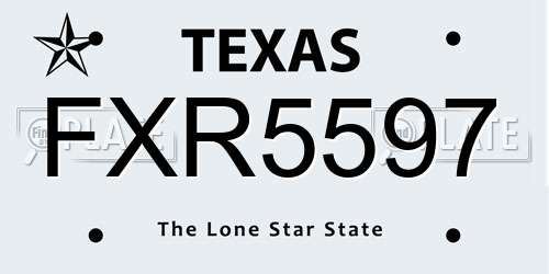 FXR5597 Texas License Plate