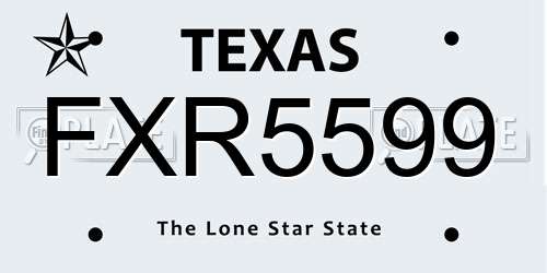 FXR5599 Texas License Plate