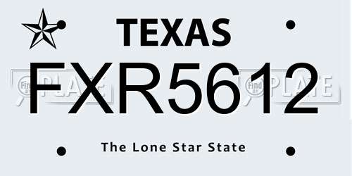FXR5612 Texas License Plate