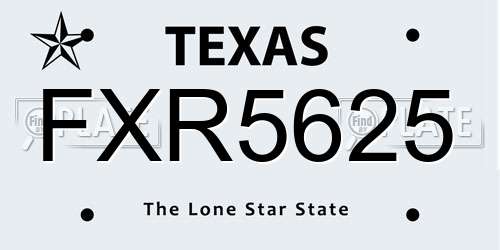 FXR5625 Texas License Plate