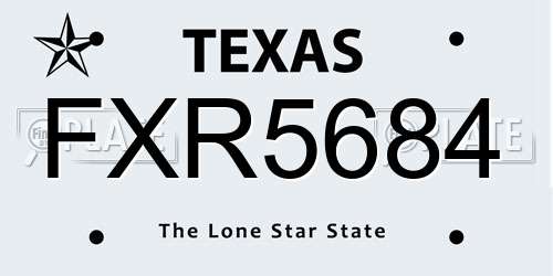 FXR5684 Texas License Plate