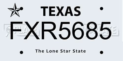 FXR5685 Texas License Plate