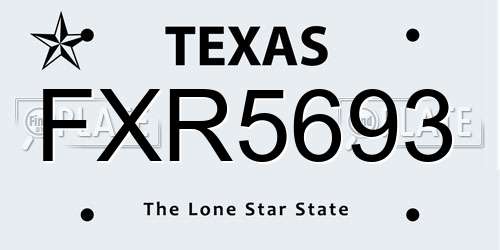 FXR5693 Texas License Plate