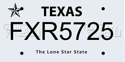 FXR5725 Texas License Plate