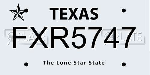 FXR5747 Texas License Plate