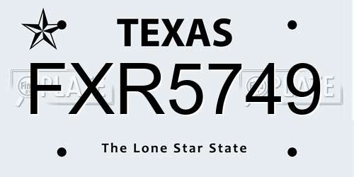 FXR5749 Texas License Plate
