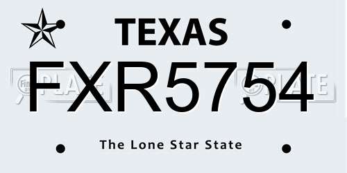 FXR5754 Texas License Plate