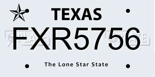 FXR5756 Texas License Plate