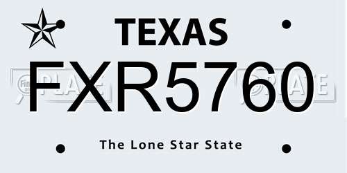 FXR5760 Texas License Plate