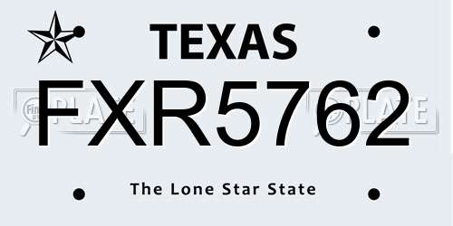 FXR5762 Texas License Plate