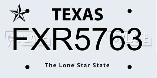 FXR5763 Texas License Plate