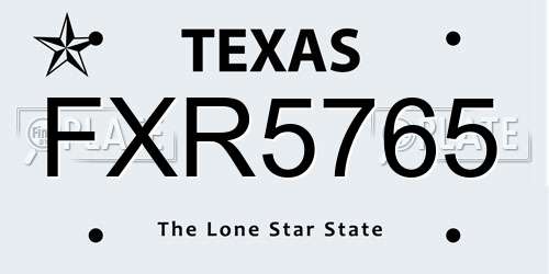 FXR5765 Texas License Plate