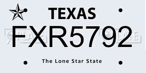 FXR5792 Texas License Plate