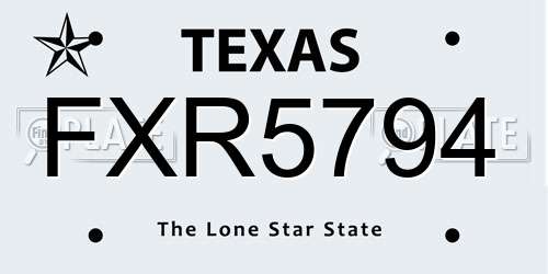 FXR5794 Texas License Plate