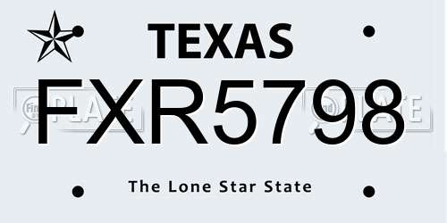 FXR5798 Texas License Plate