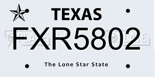 FXR5802 Texas License Plate