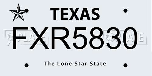FXR5830 Texas License Plate