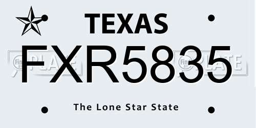 FXR5835 Texas License Plate