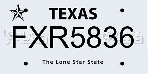 FXR5836 Texas License Plate