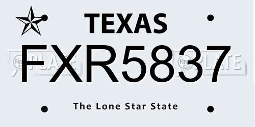 FXR5837 Texas License Plate