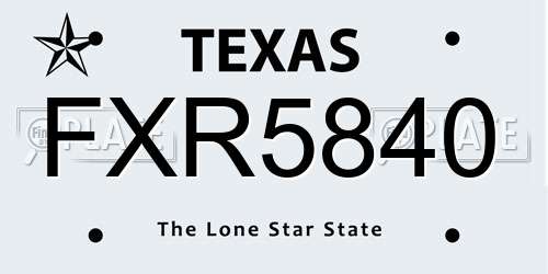 FXR5840 Texas License Plate