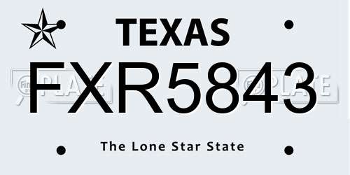 FXR5843 Texas License Plate