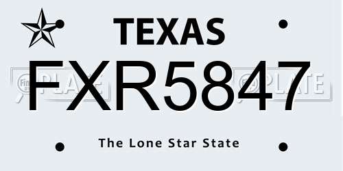 FXR5847 Texas License Plate