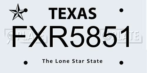 FXR5851 Texas License Plate