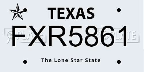 FXR5861 Texas License Plate