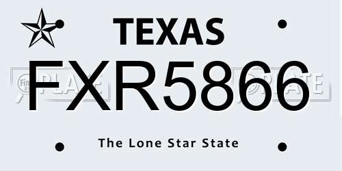 FXR5866 Texas License Plate