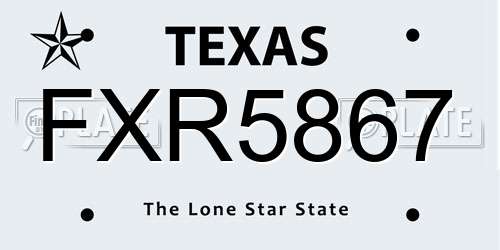 FXR5867 Texas License Plate