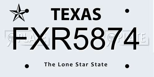 FXR5874 Texas License Plate