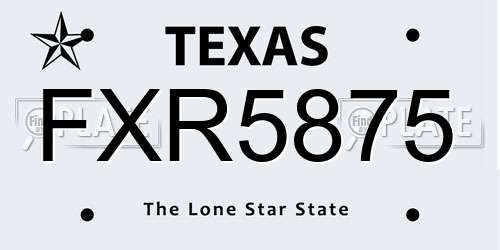 FXR5875 Texas License Plate