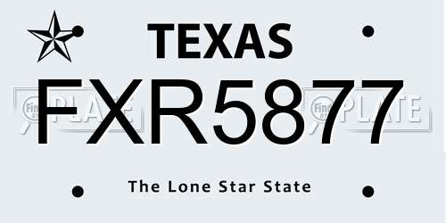 FXR5877 Texas License Plate