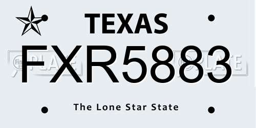 FXR5883 Texas License Plate