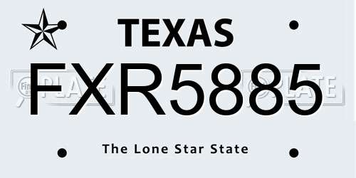 FXR5885 Texas License Plate