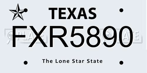 FXR5890 Texas License Plate