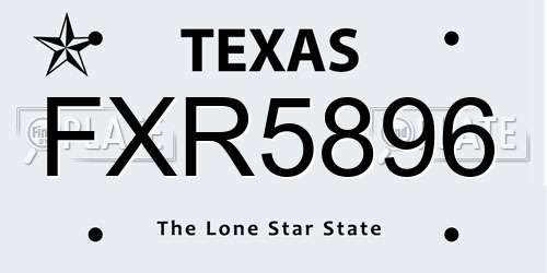 FXR5896 Texas License Plate