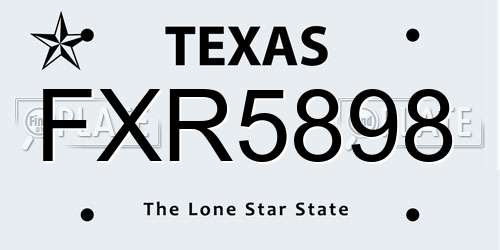 FXR5898 Texas License Plate