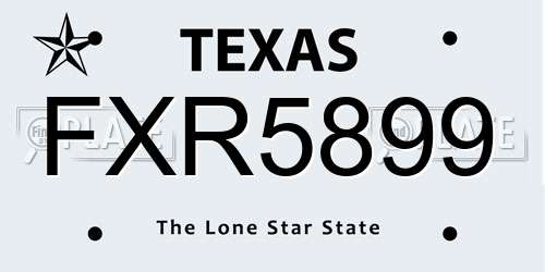 FXR5899 Texas License Plate