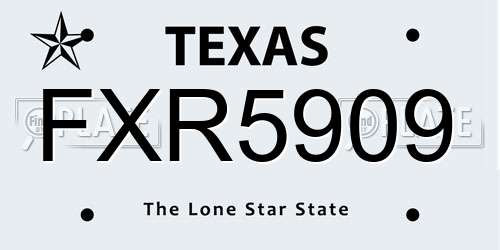 FXR5909 Texas License Plate