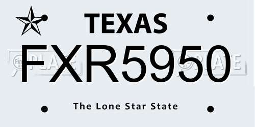 FXR5950 Texas License Plate