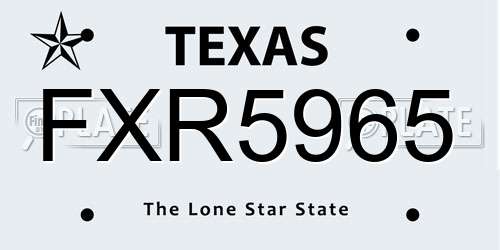 FXR5965 Texas License Plate