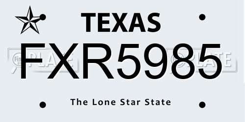 FXR5985 Texas License Plate