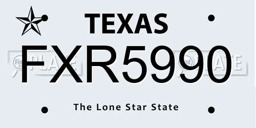 FXR5990 Texas License Plate