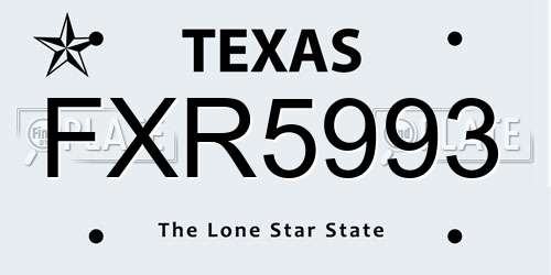 FXR5993 Texas License Plate