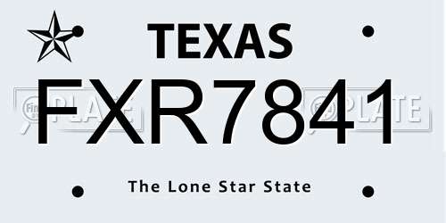 FXR7841 Texas License Plate