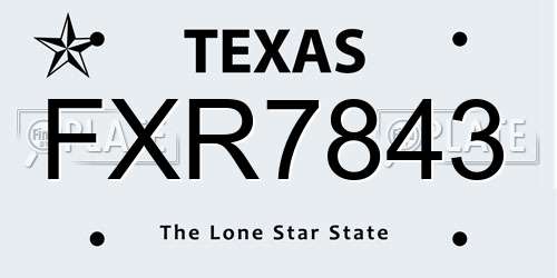 FXR7843 Texas License Plate