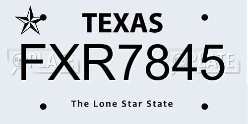 FXR7845 Texas License Plate