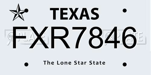 FXR7846 Texas License Plate